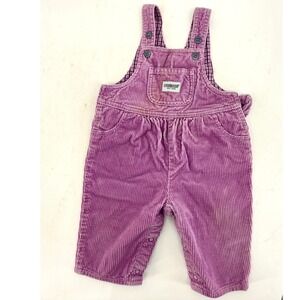 Vintage 90s Osh Kosh B'Gosh Girls Pink Overalls Elephant Corduroy USA Size 3-6